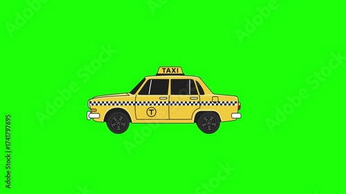 . Green Screen Taxi Car Vector