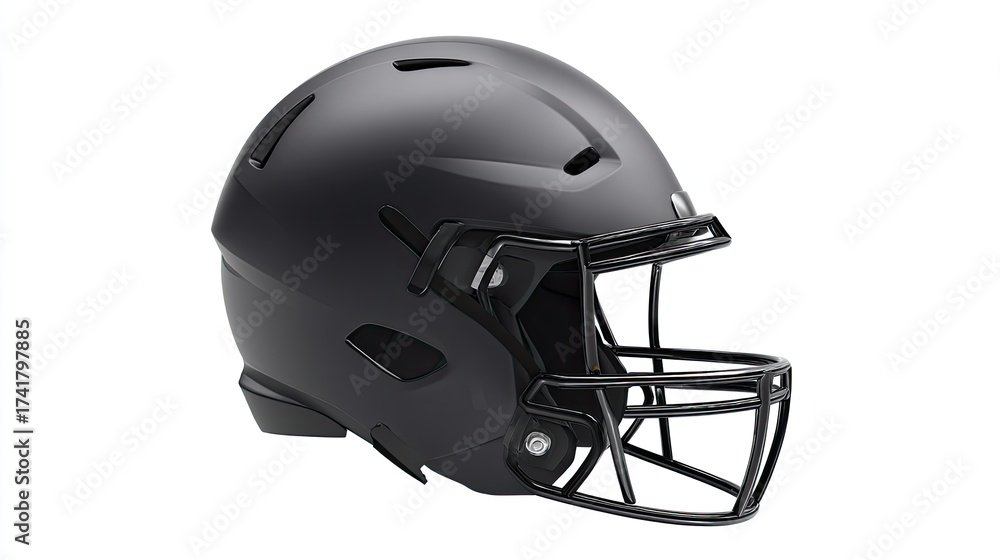 Fototapeta premium Modern Black Sports Helmet Designed for American Football Players with Advanced Safety Features and Streamlined Aesthetic