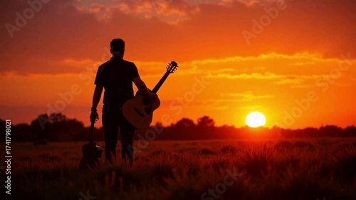silhouette of a man with guitar