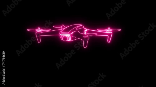 Drone Icon with Neon Glow