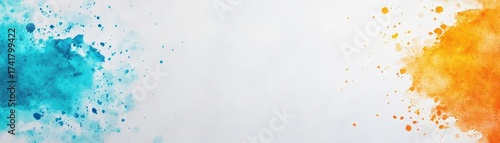 Vibrant Colorful Powder Splash Abstract Art Background with Bright Orange Yellow Blue and Green Hues for Creative Design and Artistic Projects