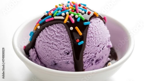 Purple ice cream delight chocolate sprinkles