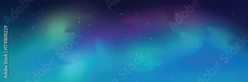 Polar lights, aurora borealis, starry sky, northern landscapes, vector illustration