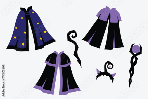 Halloween wizard cloak and cane - costume