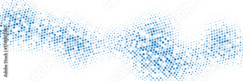 Vector abstract blue background frame of geometric shapes. Circular ornament. Pattern of dots, particles, molecules, fragments. Poster for