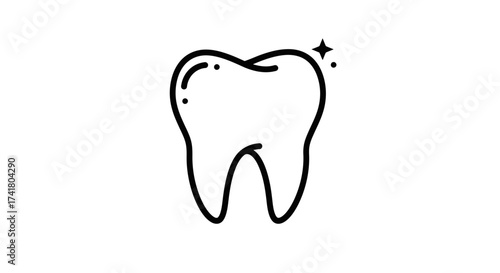 Minimal Tooth Icon Outline – Simple Dental Logo Symbol in Flat Design