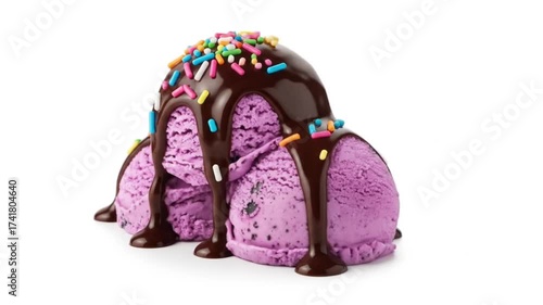 Purple ice cream delight with sprinkles
