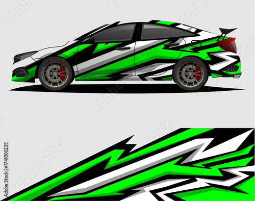 Car decal wrap design vector. Graphic abstract stripe racing background kit designs for vehicle, race car, rally, adventure and livery a60.eps