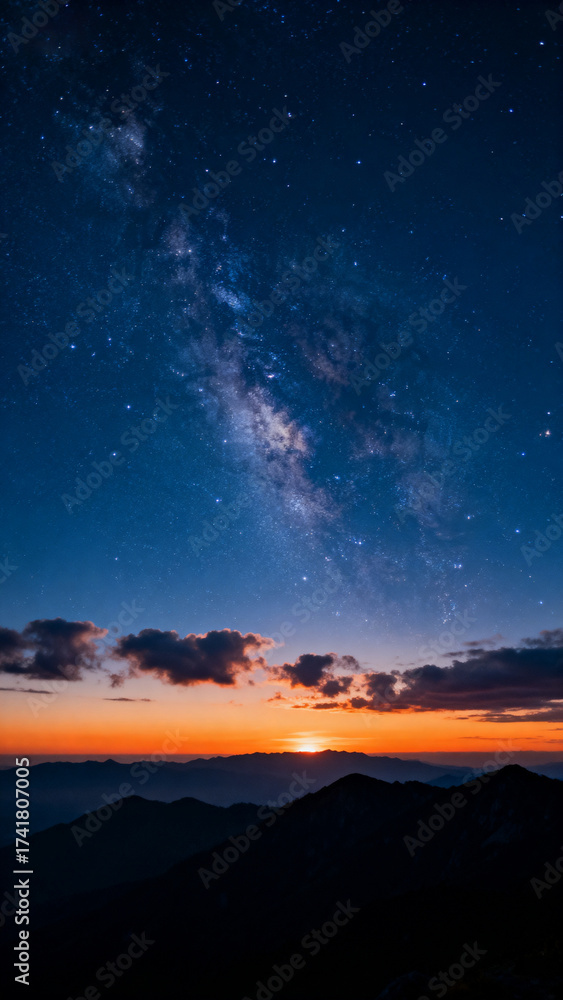 Fototapeta premium Mountain Milky Way Sunset