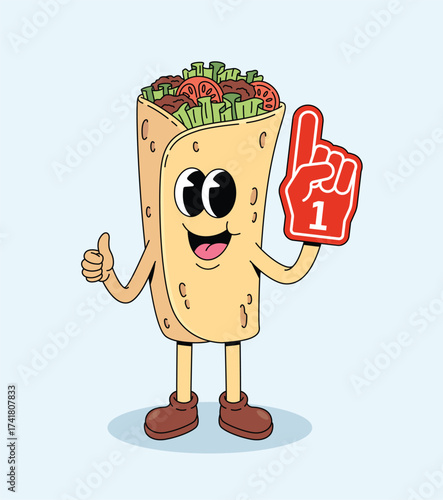 kebab foam hand groovy cartoon illustration