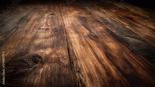 Wood Texture | Dark Brown Wooden Planks Surface with Visible Wood Grain and Knot Pattern in Rustic Style