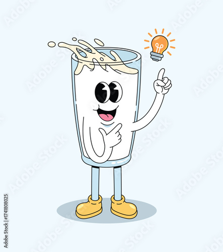 milk idea groovy cartoon illustration
