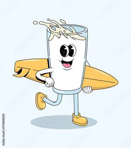 milk surf cartoon illustration