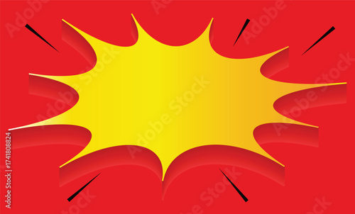 Pop art splash background, explosion in comics book style, blank layout template with halftone dots, clouds beams. Speech bubble for comic text isolated background
