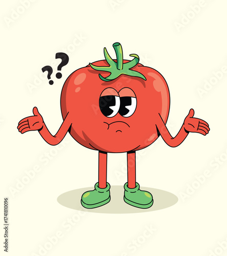 tomato confused groovy cartoon illustration