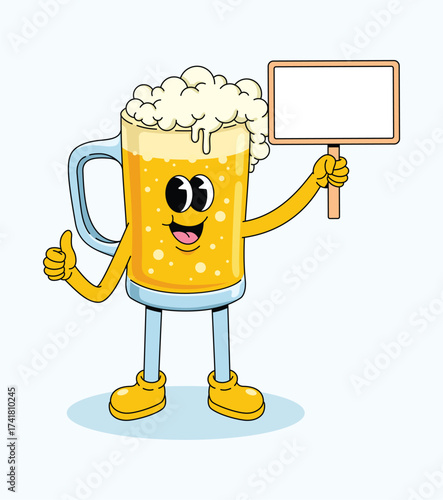 beer blank board groovy cartoon illustration