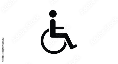 Universal accessibility symbol icon silhouette represents wheelchair user and disabled person sign for mobility assistance and inclusivity