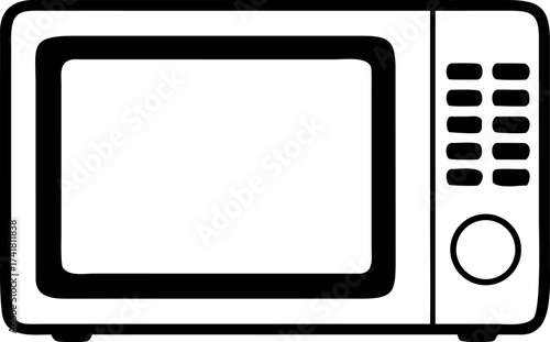 Vector graphic of a compact microwave oven, an essential kitchen appliance for rapid food heating and convenient meal preparation