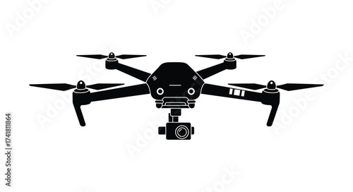 Modern quadcopter drone with camera gimbal ready for aerial photography and videography exploration