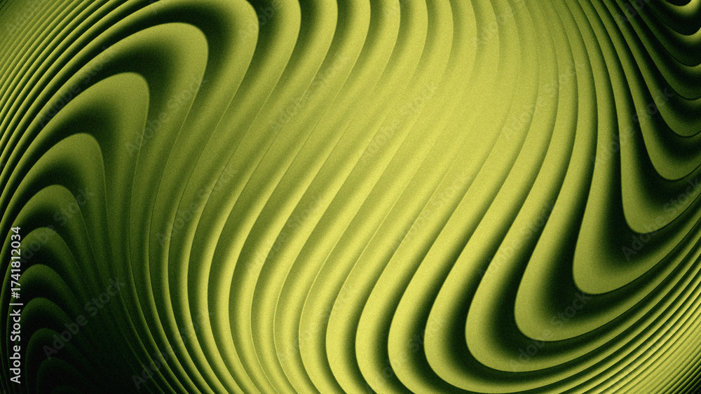 Obraz premium Luxurious and elegant abstract background with rich green color gradations resembling gently wavy satin fabric or light reflections on a metallic surface with a fine grain texture