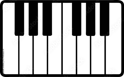Elegant vector graphic of piano keyboard keys, a sleek black and white illustration representing musical notes, perfect for modern digital design projects