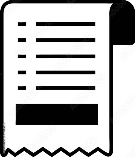 Minimalist receipt bill vector icon on a white background. Simple graphic illustration representing a sales invoice or payment slip. Ai(508)
