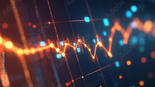 Abstract data visualization with vibrant graph lines