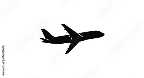 Silhouette of a modern passenger jet airplane soaring through the sky representing travel and aviation