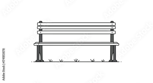 Simple park bench line drawing outdoor seating public space furniture simple design architectural sketch recreation