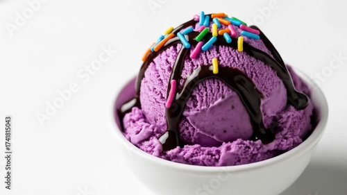 Scoops of purple ice cream delight