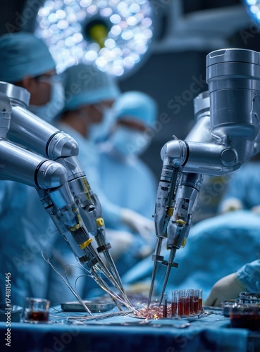 Modern robotic surgery is performed by surgeons using a console to control surgical instruments.