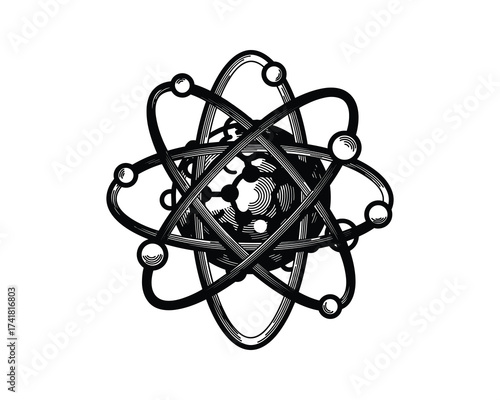 atom nuclear structure vector illustration