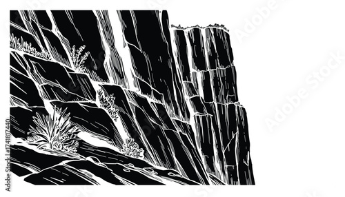 Rugged cliff face vector illustration