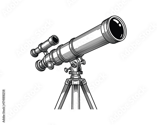 Astronomical telescope on tripod vector illustration
