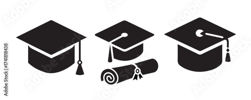 graduation Silhouette of graduation cap and diploma on wooden cap and diploma silhouette icon,graduation cap and diploma.
