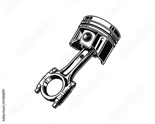 Engine piston connecting rod vector illustration