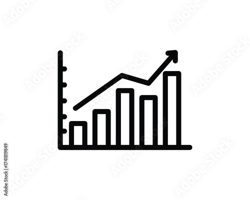 growing chart arrow up vector illustration