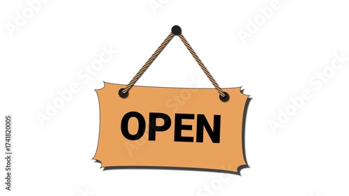 Animated Hanging Storefront Signboard Displaying Open Status for Retail or Business Use