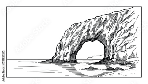 sea arch cliff coast vector illustration
