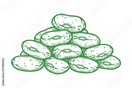 green beans pile vector illustration