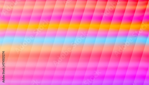 Fractal Glass Diagonal Abstract Background with Pink Yellow Blue Stripes image photo