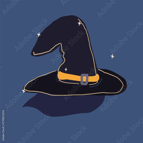 Witch hat with buckle vector illustration