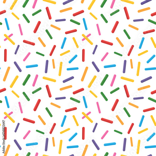 Vibrant seamless pattern of colorful crayon sticks scattered on