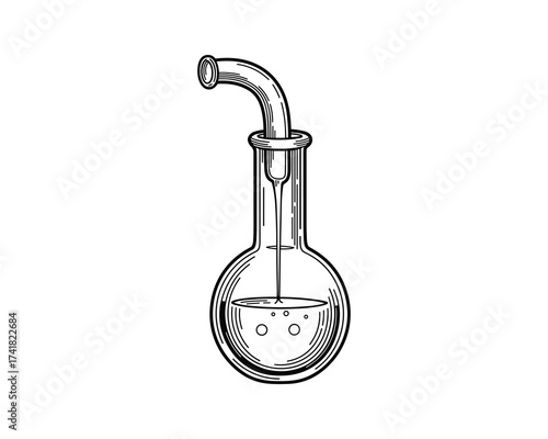 laboratory flask with curved tube vector illustration