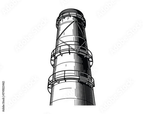 Industrial smokestack pipe chimney vector illustration