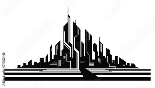 futuristic city skyline vector illustration