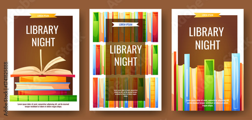 Poster with colorful books in different positions, on a white background with text. A template for a book market poster. Book lover, bookstore, library, reading concept, book festival. World Book Day.