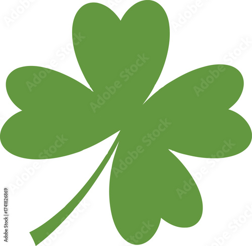 Green four-leaf clover symbol on white background shamrock four leaf