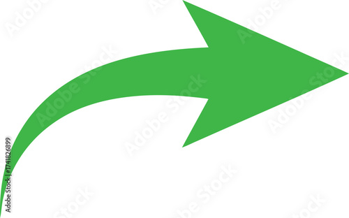 Free Download Green curved arrow icon pointing to the right on a white background pointing right - GFXLoad