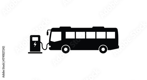 Modern electric bus charging at a futuristic charging station sustainable urban transportation and green energy concept
